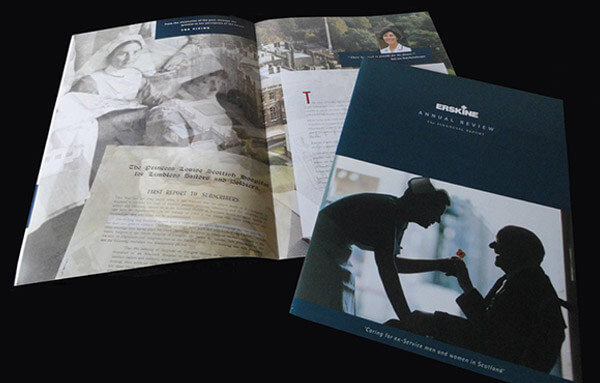 Glasgow-based graphic designers G3 Creative designed annual reports and corporate brochures for Erskine Hospital.