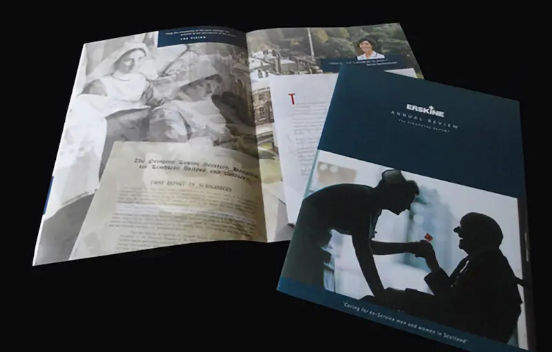 Glasgow-based graphic designers G3 Creative designed annual reports and corporate brochures for Erskine Hospital.
