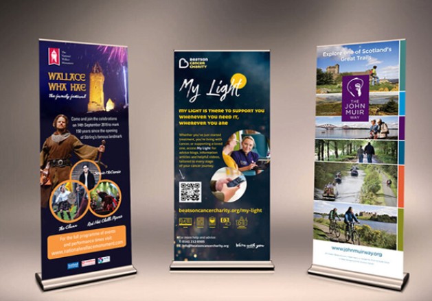 Pop-Up Banner Design by G3 Creative in Glasgow, Scotland for National Wallace Monument, Beatson Cancer Charity and John Muir Way.