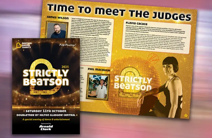 Graphic Design for 'Strictly Beatson' event in Glasgow Events graphics designed by Glasgow-based design studio G3 Creative.